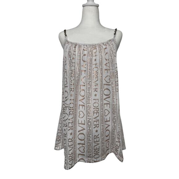 Blouse 3X Sheer White and Gold Love Forever with Chain Straps Short sleeve Glam - Picture 1 of 8